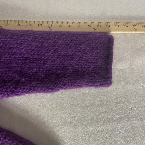 Vintage Y2K Shanghai Tang Sweater Women Large Purple Green Hand Knit Wool Chunky - Picture 9 of 11